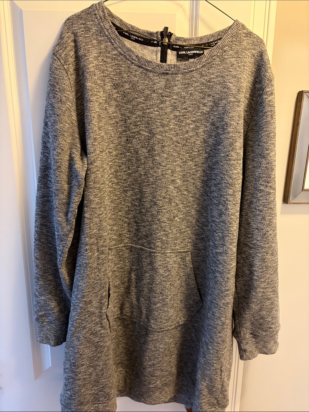 Karl Lagerfeld Heather Gray Long Sleeve Sweatshirt Tunic